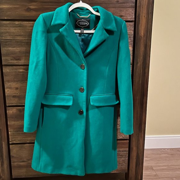 1 Madison Wool Blend Green Coat - Picture 1 of 9